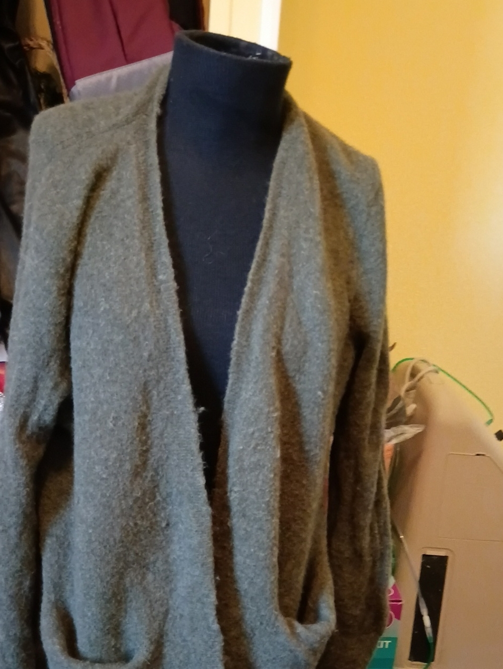 Madewell Olive Open-Front Knit Cardigan